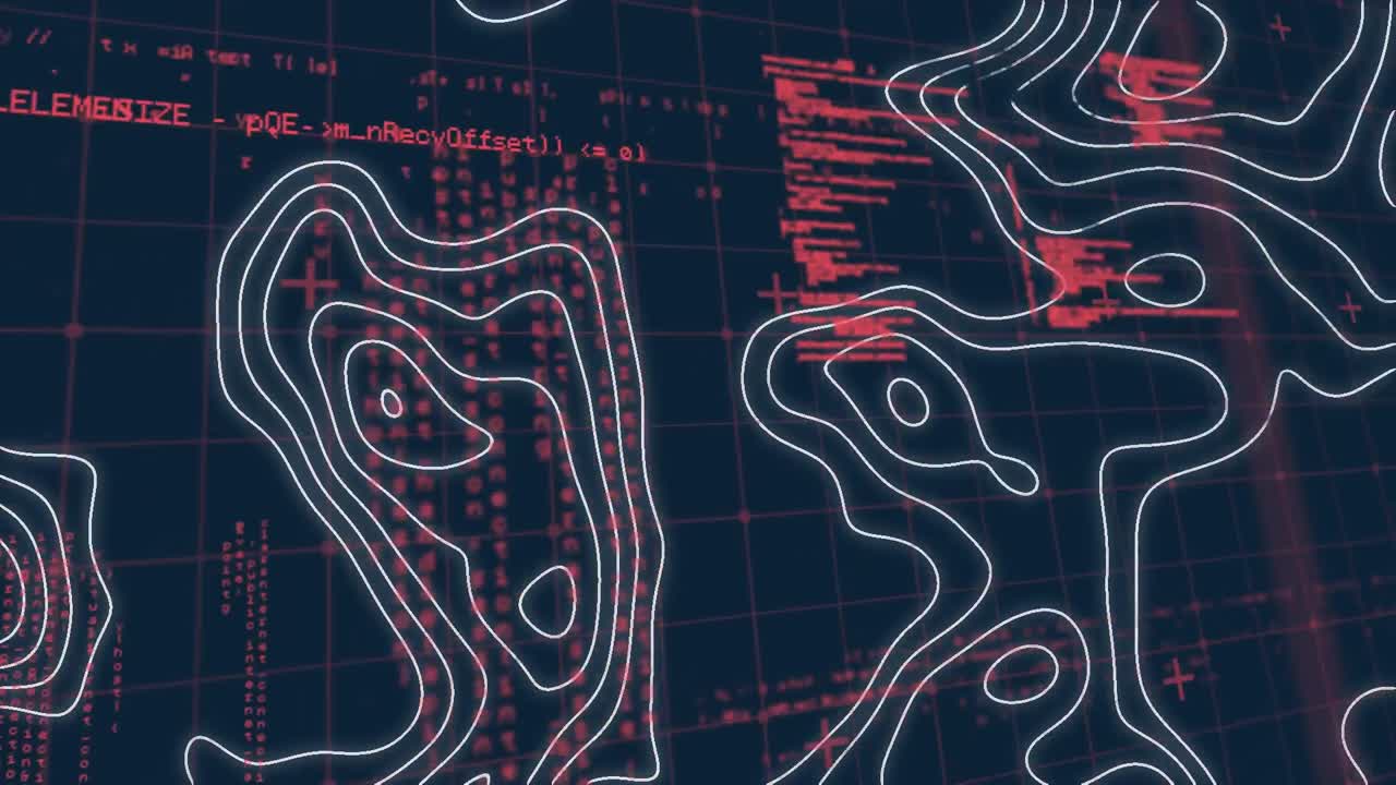 animación del procesamiento de datos y redes de conexiones sobre molienda