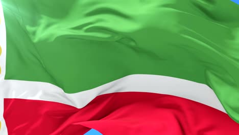 chechnya flag waving at wind with blue sky, loop