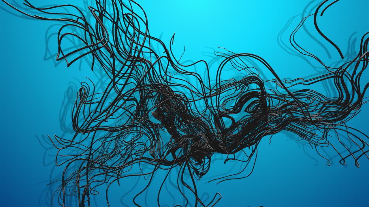 señales ai. 4k abstracto en bucle bg. flash multicolor de líneas curvas. concepto de red neural de computación, inteligencia artificial. luces de neón como guirnaldas o relámpagos. luma mate como canal alfa