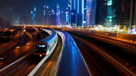 dubai metro at night