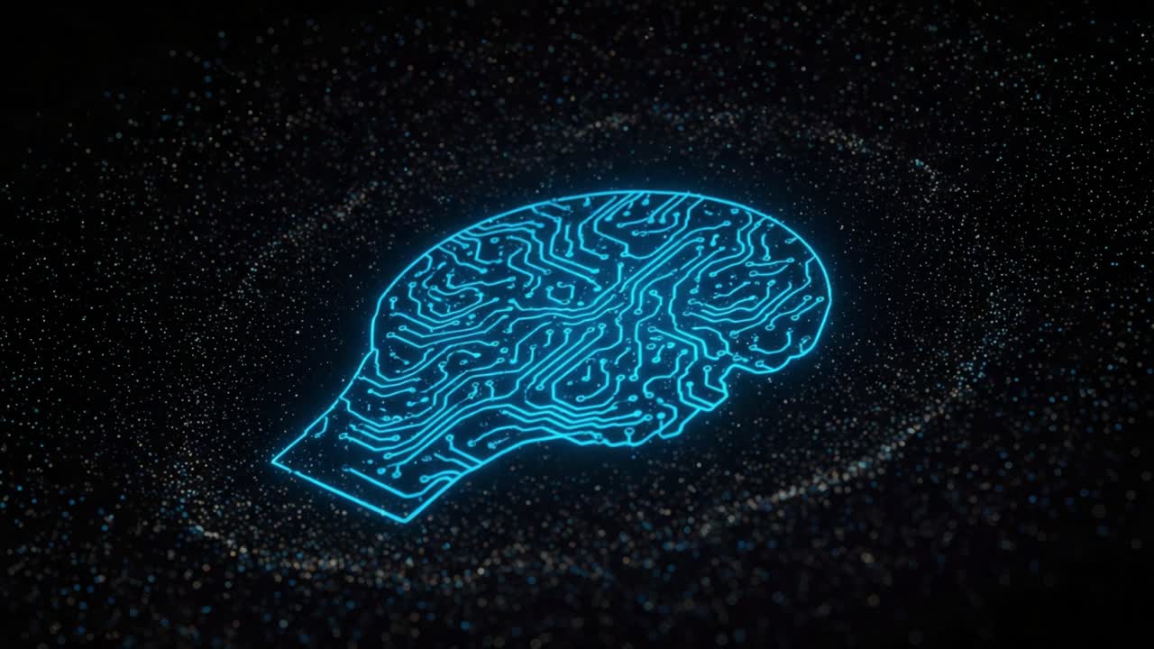 A Captivating Visualization of a Brain Represented Through Digital Circuitry, Highlighting the Intricacies of Neural Networks and Technology Interplay in a Futuristic Environment
