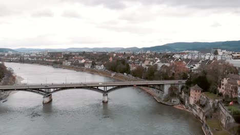 Wettsteinbrucke-Bridge-Over-Rhine-River,-Basel,-Switzerland