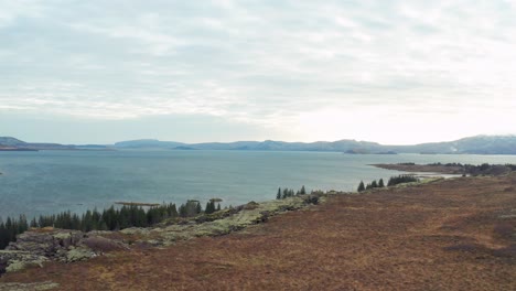 Lake-of-Thingvallavatn-in-Thingvellir-national-park,-aerial-landscape-of-iceland