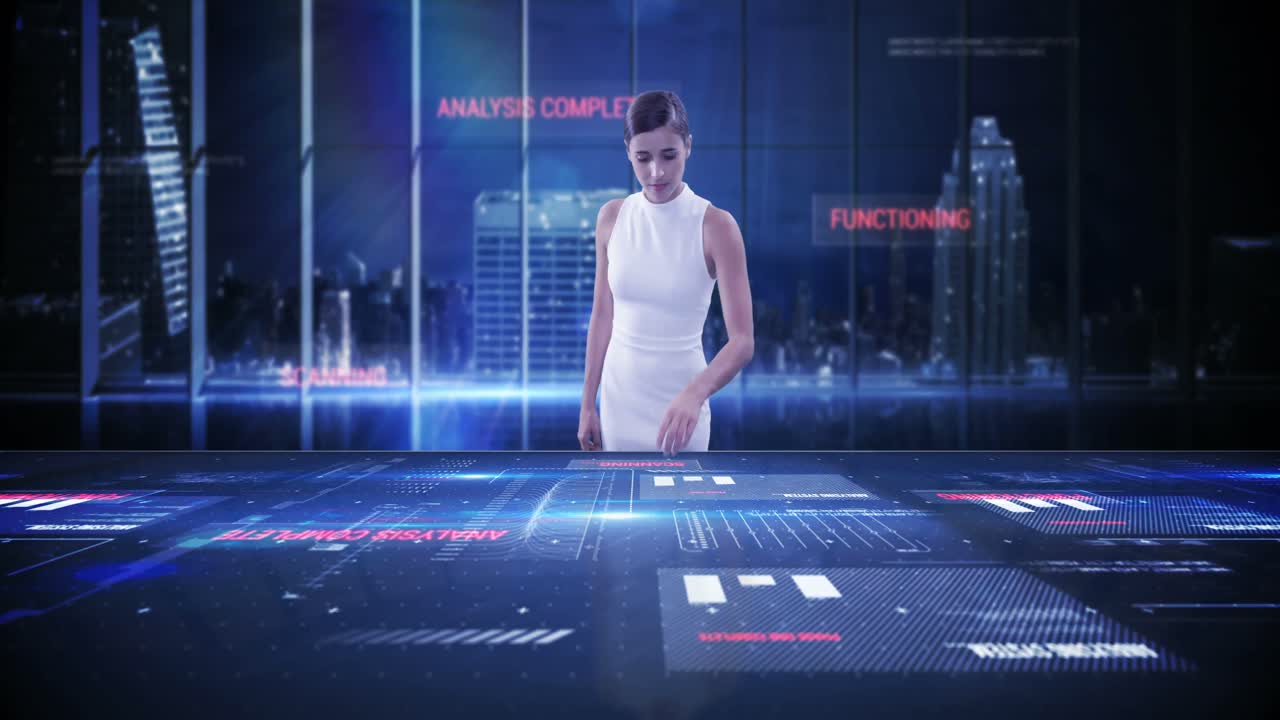 Businesswoman using digital screen