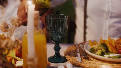 romantic dinner at a rustic table