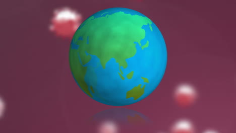 animación de celdas de covid-19 que caen sobre un globo giratorio en un fondo oscuro