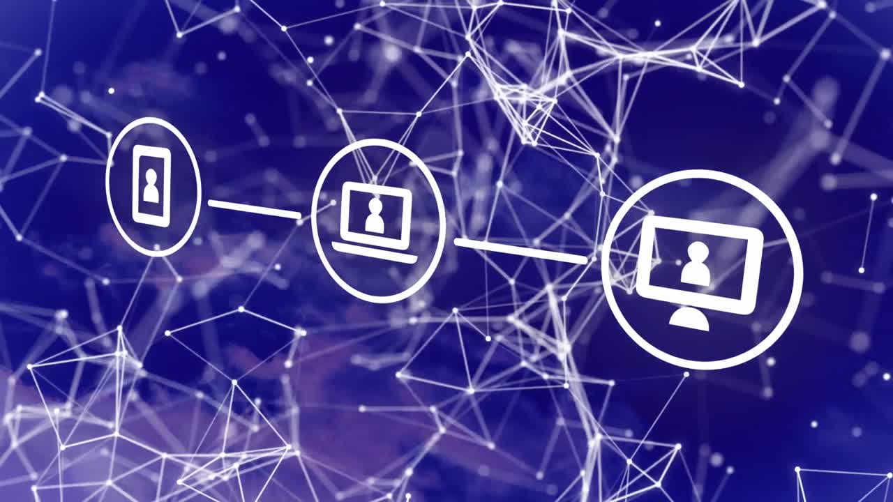 iconos de red de conexiones contra red de conexiones en fondo azul