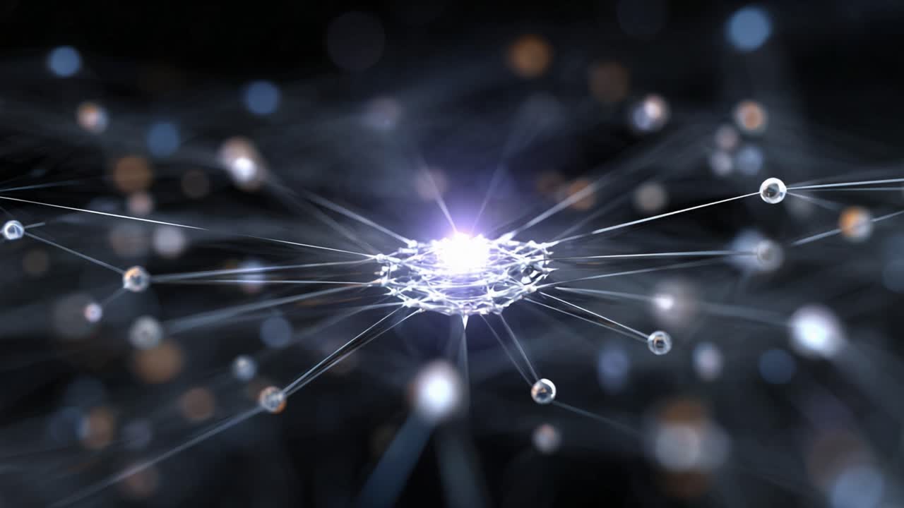 Et lysende netværk af partikler viser de indviklede forbindelser mellem energi og stof, hvilket understreger skønheden ved de usynlige kræfter, der former vores univers
