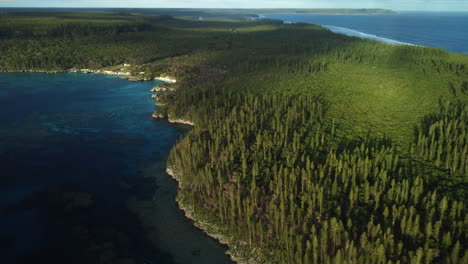 aerial view over cape wabao on maré island, second largest of loyalty islands