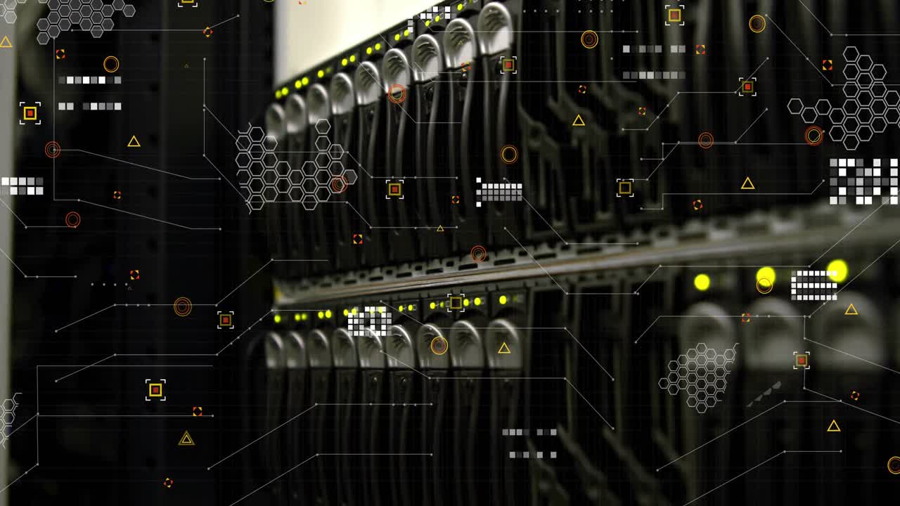 Animation of data processing over server room