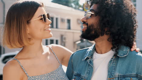 couple talking outdoors