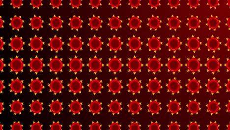 Animation-of-red-flower-like-shapes-appearing-on-dark-red-background