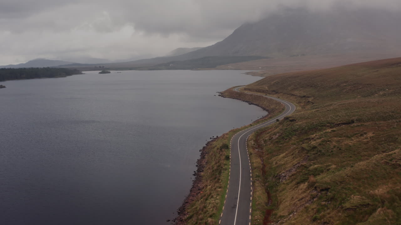 Scenic Road by a Lake in Ireland