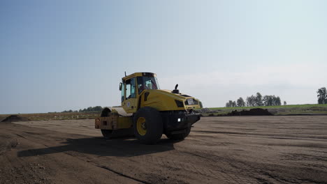 road roller compacting the ground