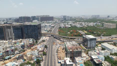 aerial footage of hitec city also known as cyberabad shows flyover and a highway