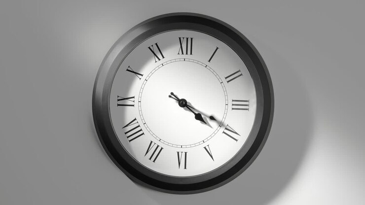 Latin Clock Face in Time Lapse on White Wall