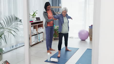 Mujer,-Paciente-Y-Fisioterapeuta-En-El-Cuidado-De-Personas-Mayores.