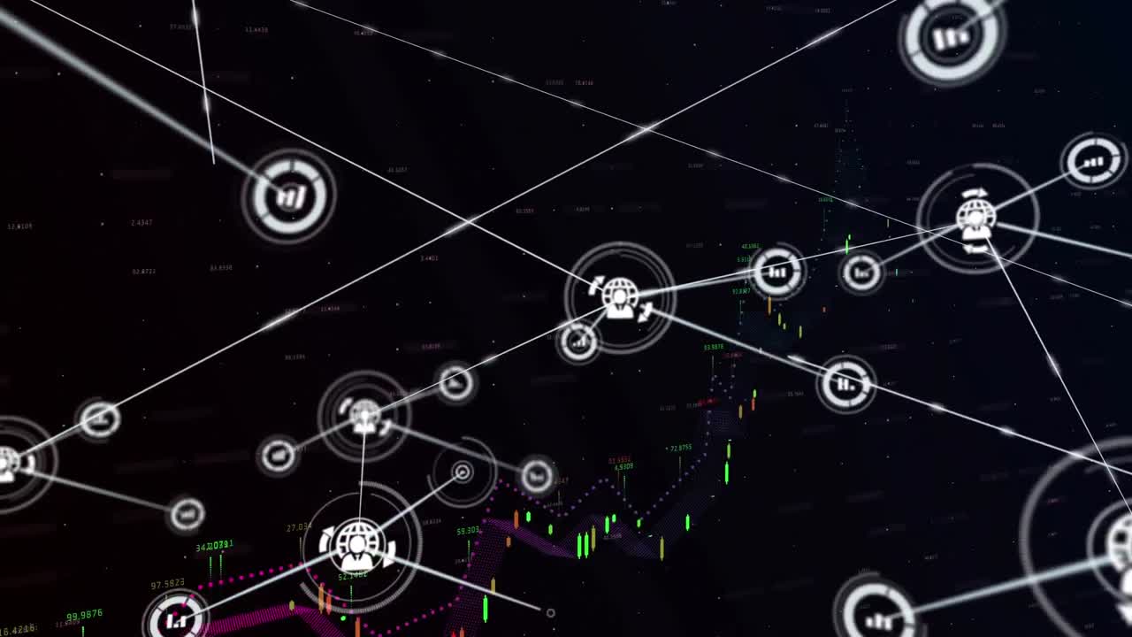 금융 데이터 처리에 대한 연결 아이콘의 네트워크