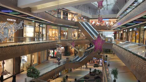 modern shopping mall with christmas decorations