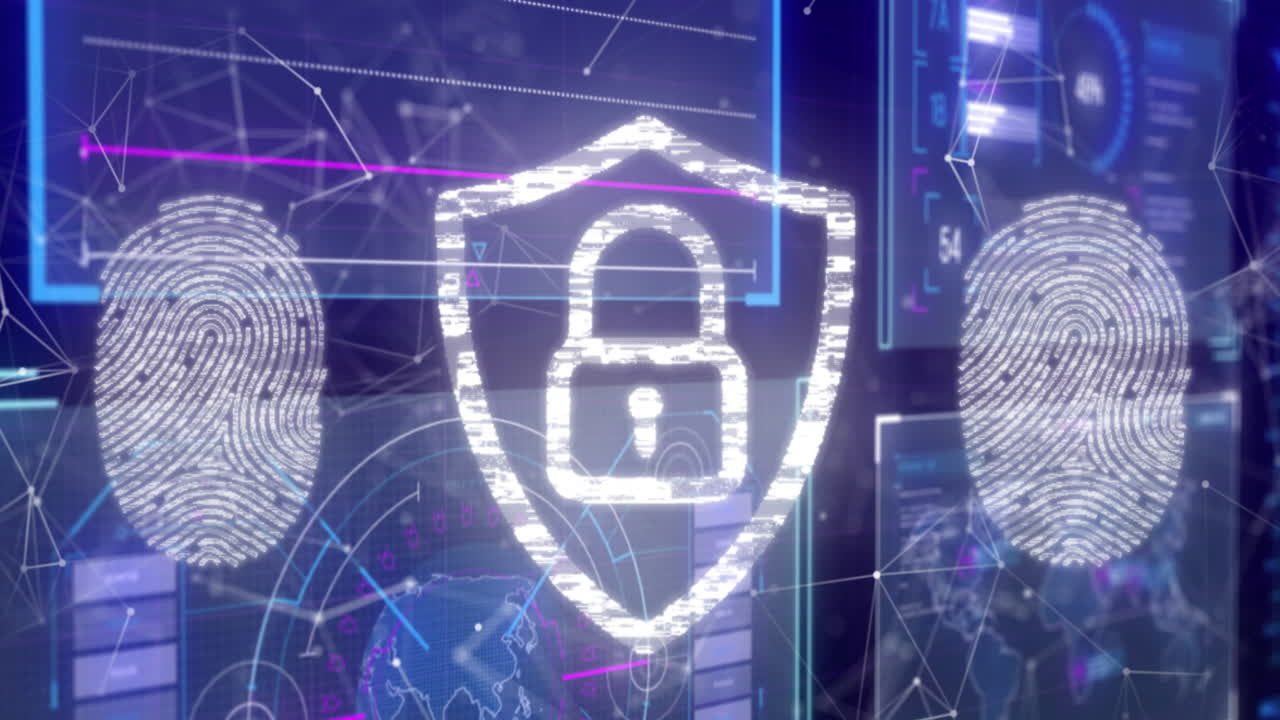 animación de iconos digitales y procesamiento de datos en la interfaz