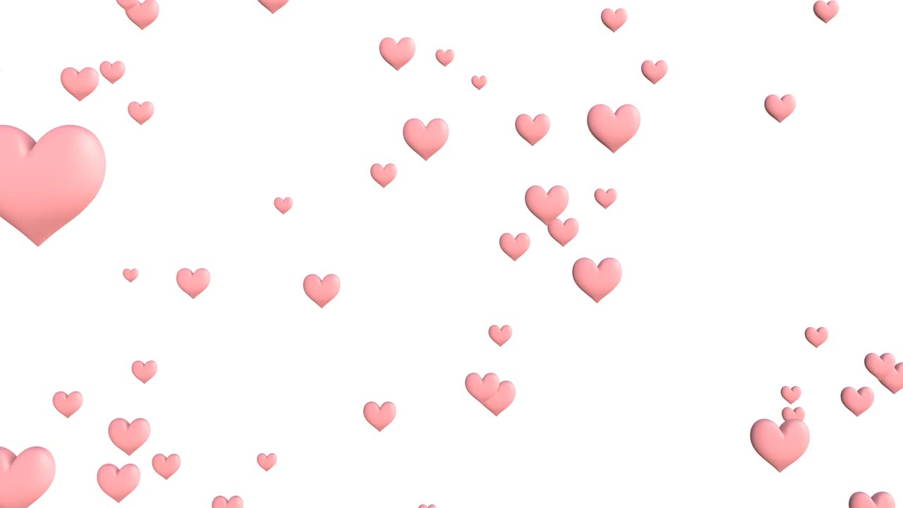 animación abstracta en forma de corazones de color rosa pálido sobre un fondo blanco.