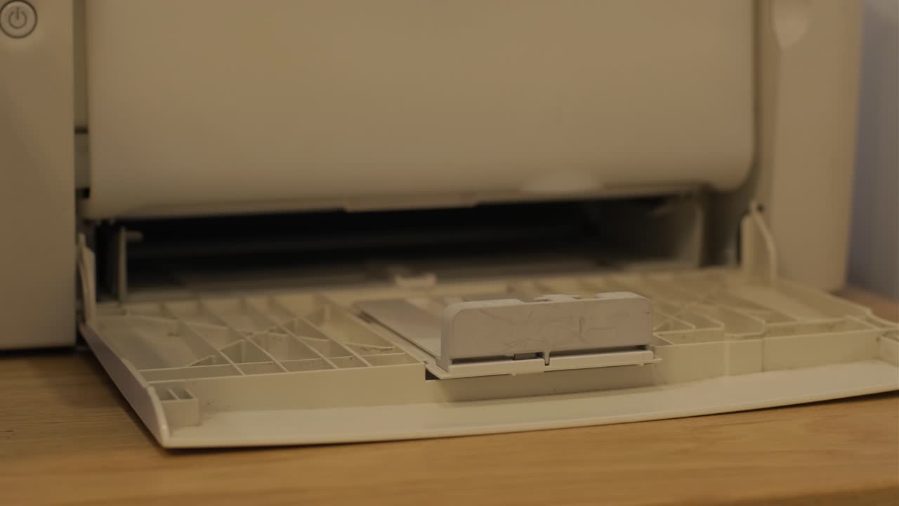 Close-up de uma impressora imprimindo papel em um escritório