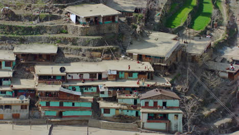 aerial view the simple lifestyle of kashmir calls for simple houses, with wood borders, thatched roofs and small cottages