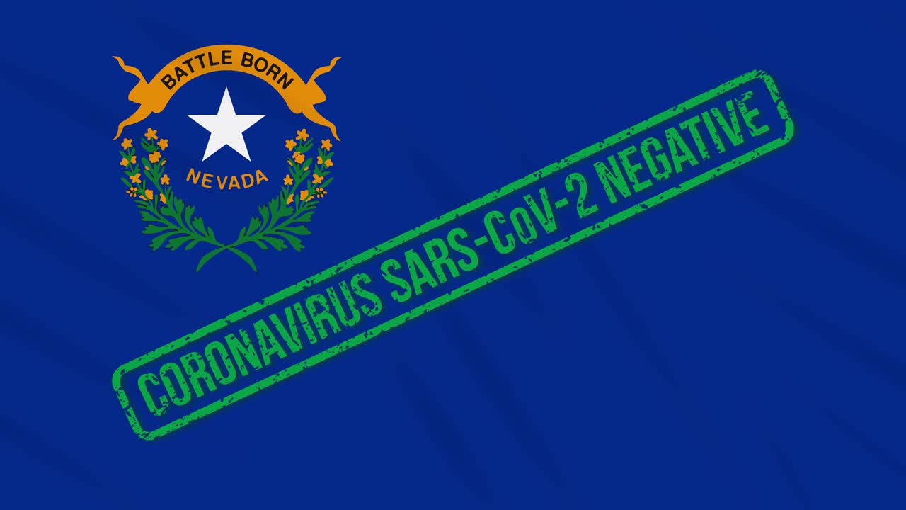 el estado de nevada, estados unidos, ondeando la bandera con el sello verde de libertad del coronavirus, bucle
