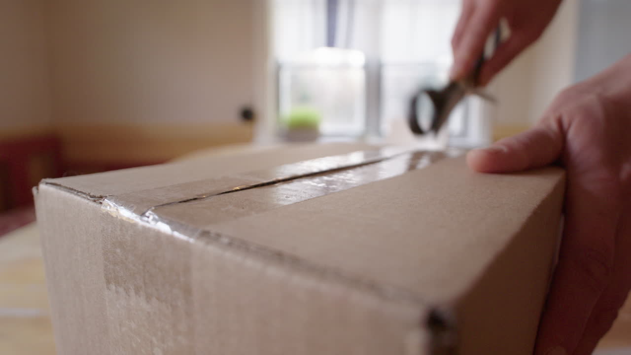 Scissors used to open a parcel received from an online order