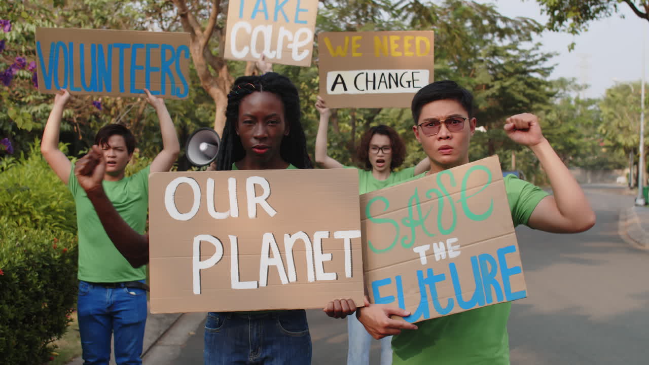 Team of Eco Volunteers Taking Part in Protest