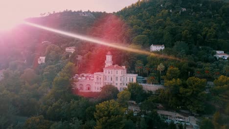 Vista-De-Drones-Del-Chateau-Saint-Georges-En-La-Ciudad-De-Grasse-En-Provence-En-Francia