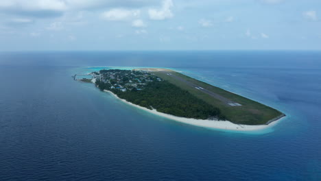 aerial view of airstrip on dharavandhoo island in the maldives