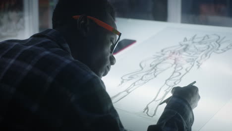 man drawing figure
