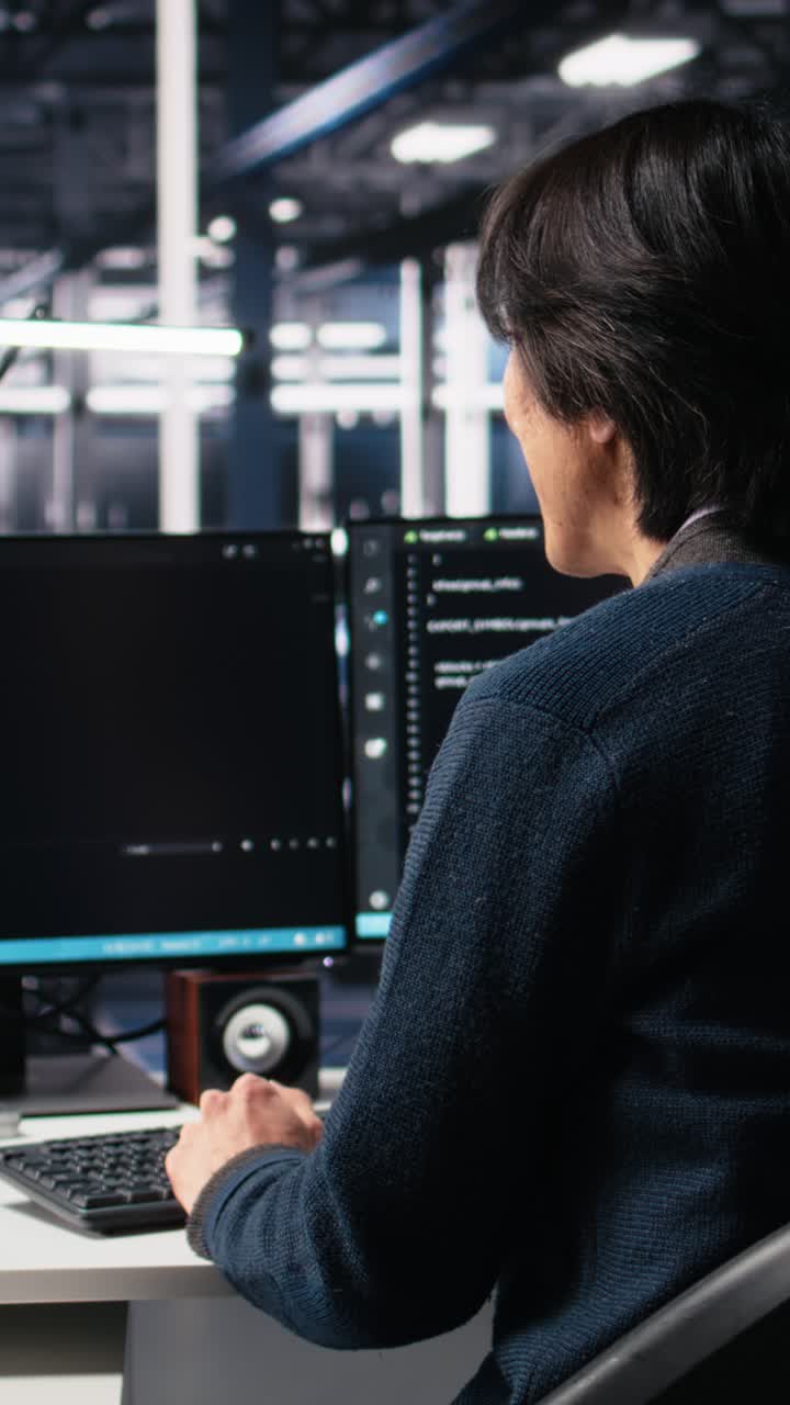 Vertical video Admin in high tech data center coding with machine learning generative AI