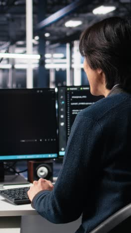 vertical video admin in high tech data center coding with machine learning generative ai