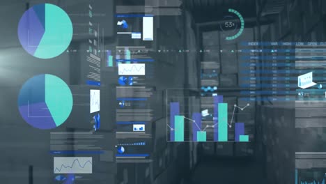 Animation-Von-Daten-Und-Diagrammen-über-Dem-Lager