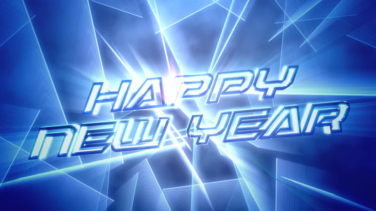 디스코 무대에서 네온 블루 라인으로 새해 복 많이 받으세요