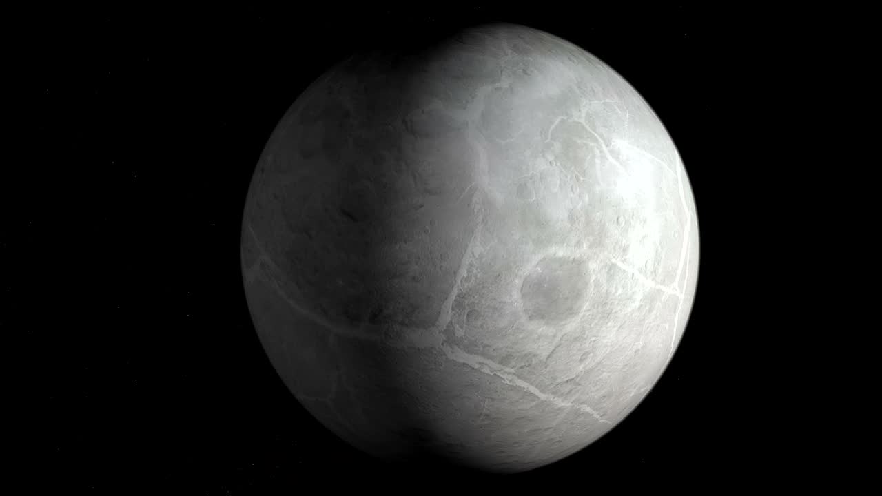 Eris, transneptunian dwarf planet, rotating. Loop