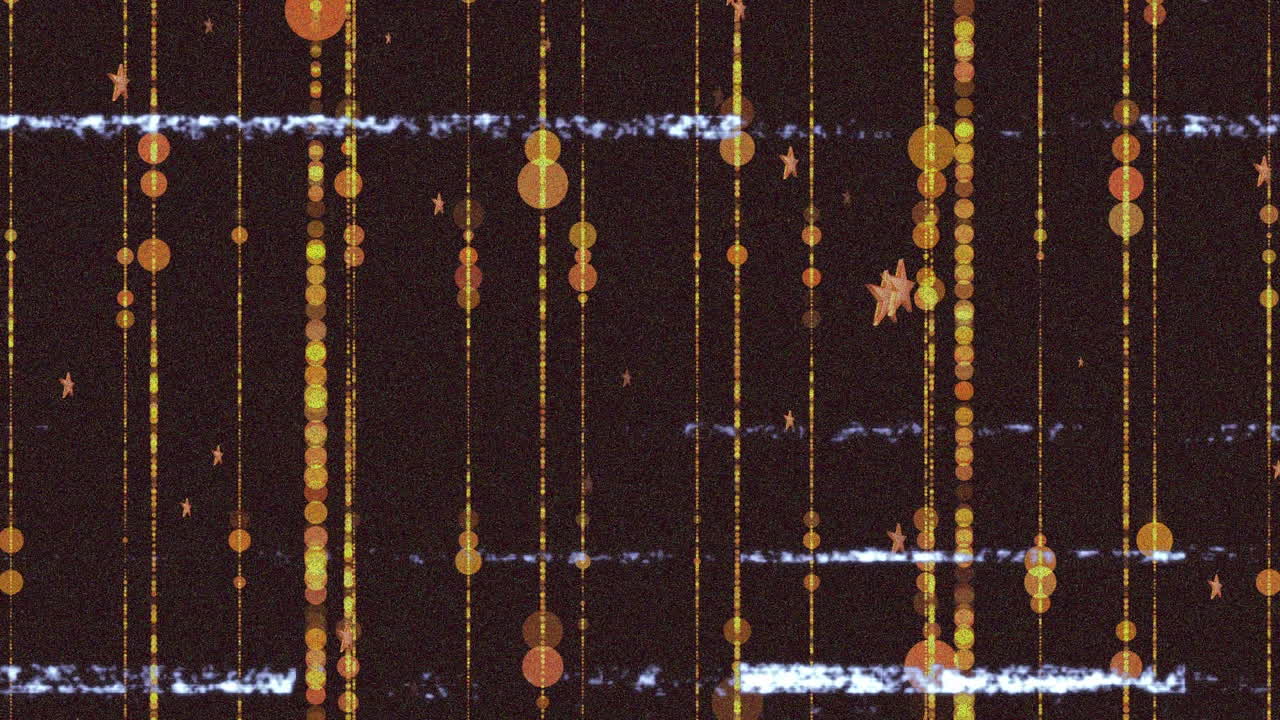 검은색 배경에 빛나는 반점과 별 위의 장애 간섭의 애니메이션