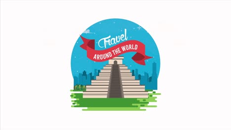 travel at monuments of the world with lettering in the field