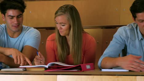 happy students studying in library