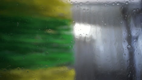 automatic car wash inside car, close up