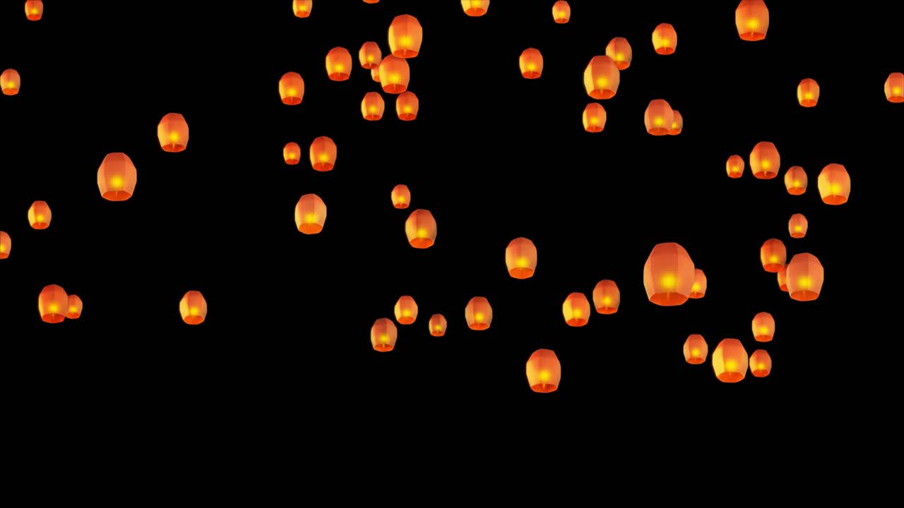 Sky Lanterns Floating in the Night Sky