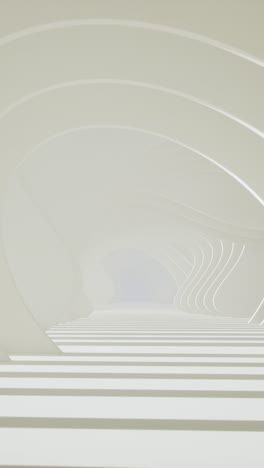a white tunnel with curved walls. vertical looped animation