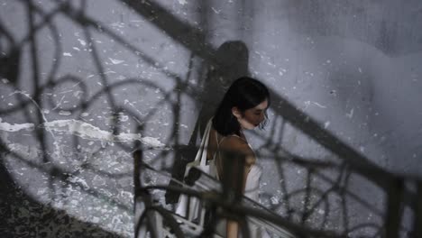 woman walking in urban setting