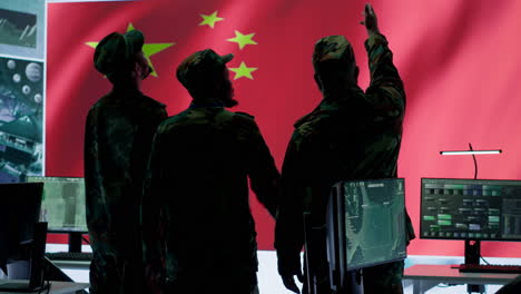 Cybersecurity-specialist-in-Chinese-military-command-post-analyzes-data-to-inflict-fear