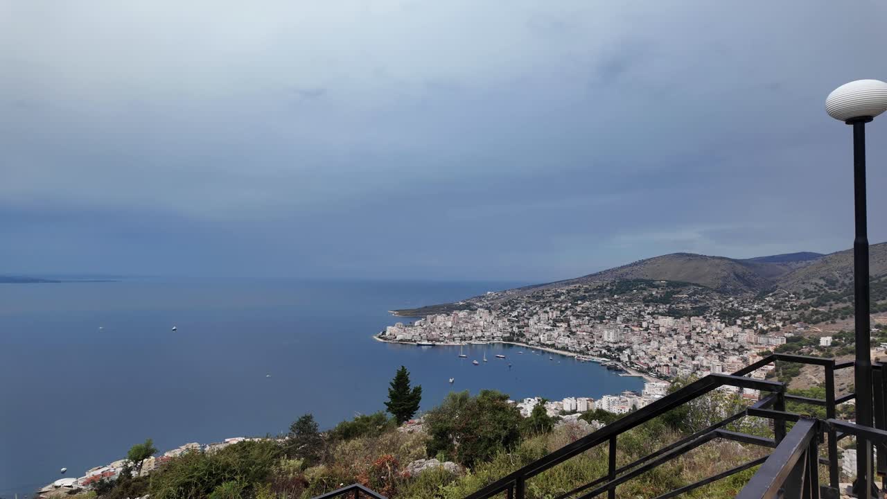 Saranda Sarandë Albania city Albanian riviera viewpoint summer time landscape