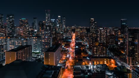 night modern city traffic in toronto