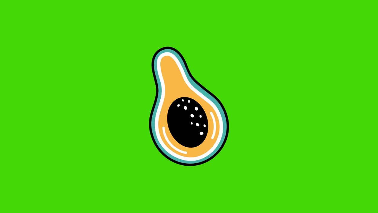 video in 4k di un cartone animato di mango su sfondo verde.