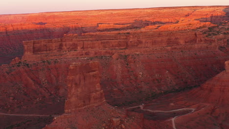 red rocks and sandstone formations at the valley of the gods in utah, drone 4k